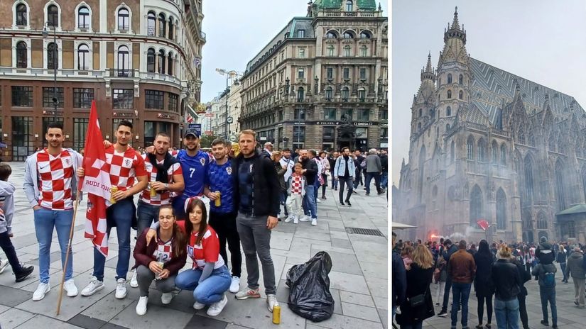 Hrvatski navijači 'zapalili' Beč: Korteo krenuo od centra grada do stadiona, a sreli smo 'čak' jednu navijačicu Austrije! (FOTO/VIDEO)