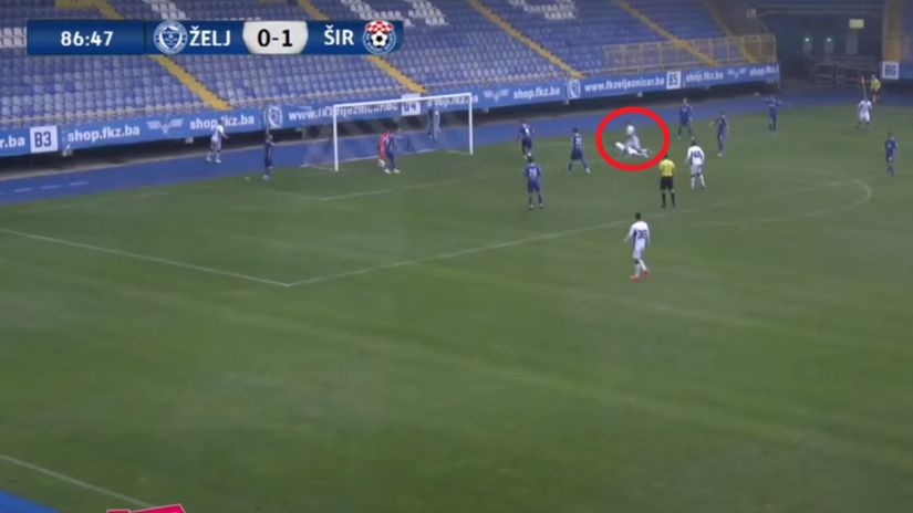 Pogodak za Željezničar protiv Širokog. Screenshot Sport 1 TV/YouTube