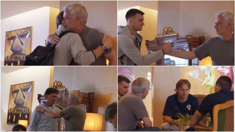VIDEO Neočekivani doček: Mourinho izgrlio Modrića, pozdravio se s Livakovićem i pričao s Dalićem