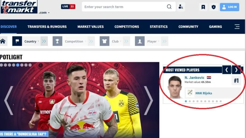 Screenshot Transfermarkt