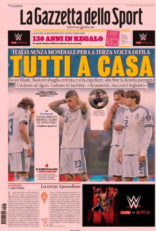Foto: Screenshot, naslovna stranica Gazzette dello Sport