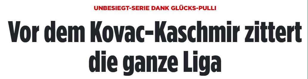 Naslov na tekstu Bilda: "Nepobjediva serija zahvaljujući sretnom puloveru: Pred Kašmir-Kovačem drhti cijela liga"